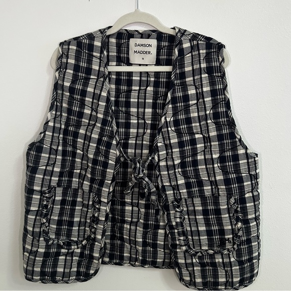 Damson Madder plaid quilted bow vest - Picture 3 of 9